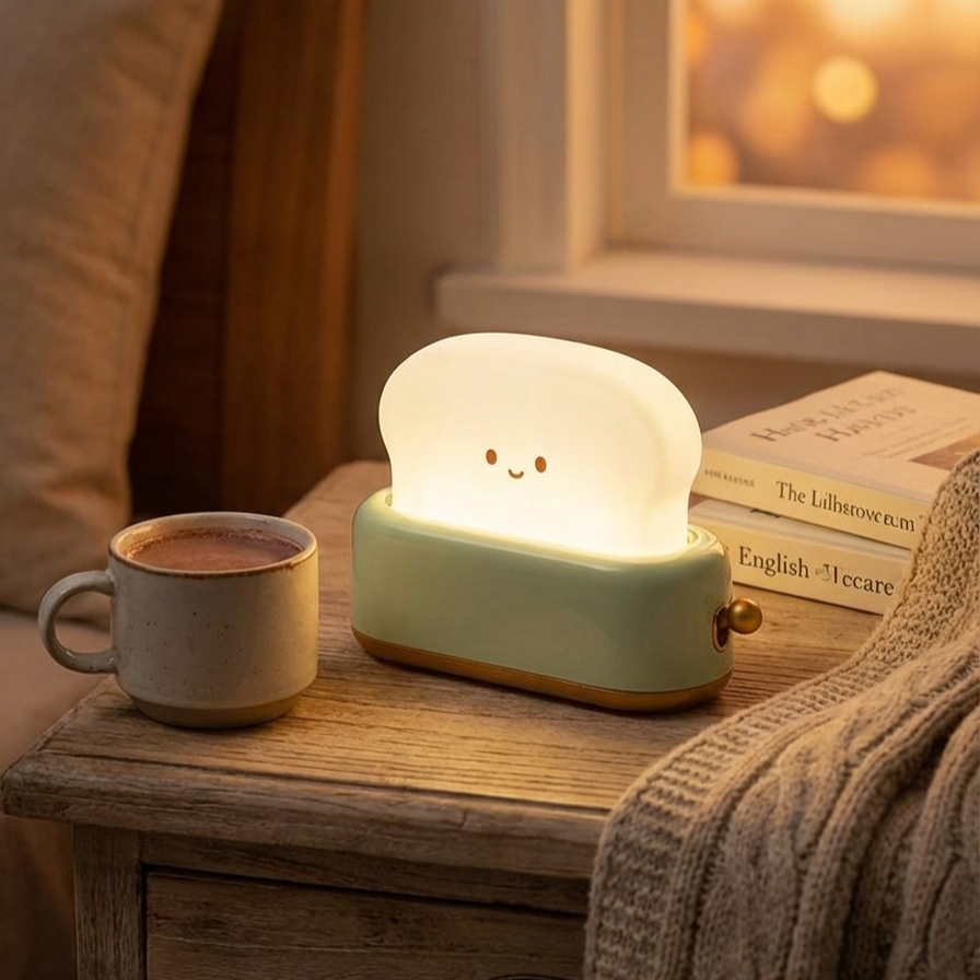 Cute Toast Night Light – Soft Glow Bedside Lamp