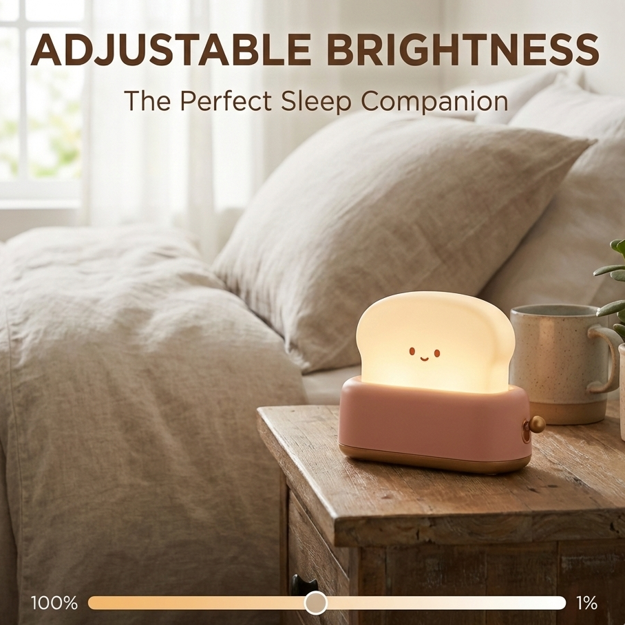 Cute Toast Night Light – Soft Glow Bedside Lamp